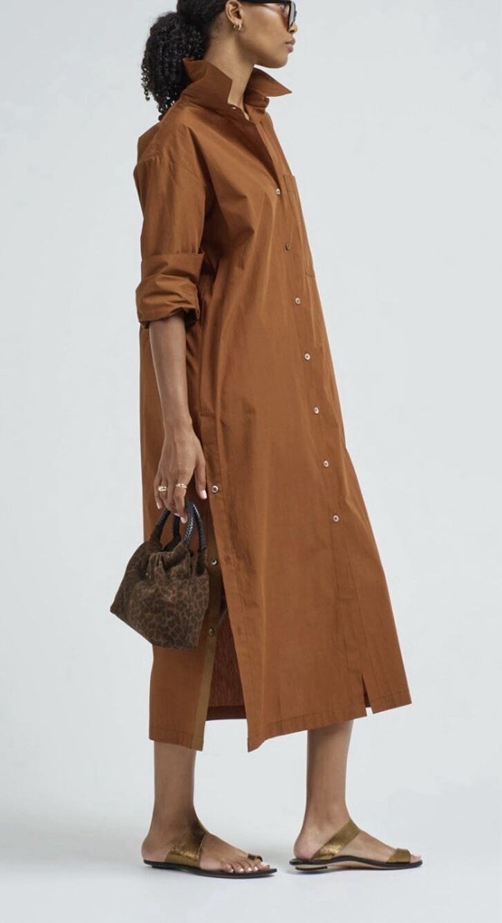 Lou & Grey Brown Maxi Dress Gauze Cotton Size X-Large A011156
